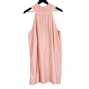 NWT Do+Be Womens Size M Smocked Mock Neck Mini Dress Shift Pink